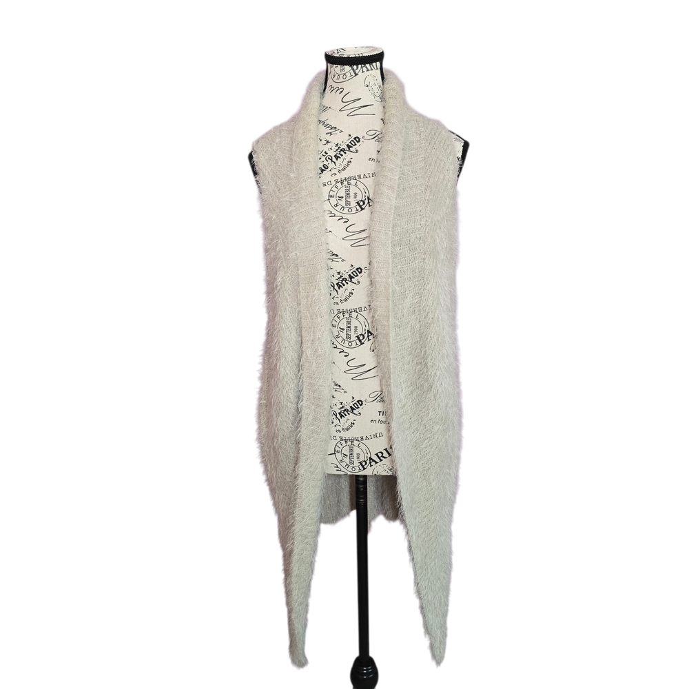 Ryu Cream Open-Front Wool Blend Sleeveless Cardigan Vest Y2K M L